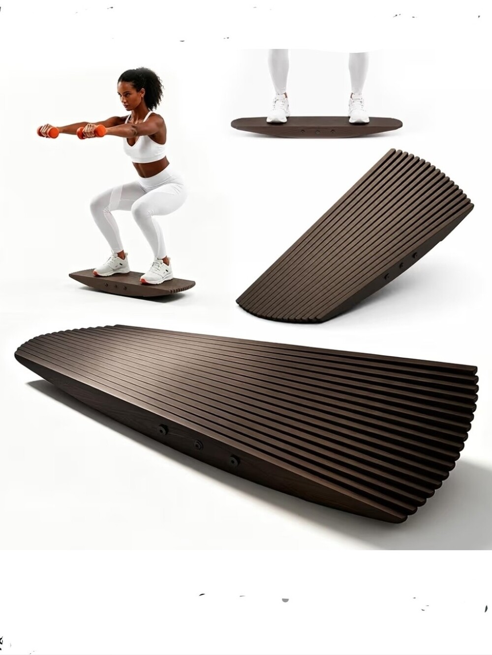 NIB Wood Balance Board Rocker Core Strength Yoga Up To 440lbs!